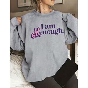 Barbie Ken Movie I AM KENOUGH Gray Cotton Crewneck Oversized Sweatshirt  Medium